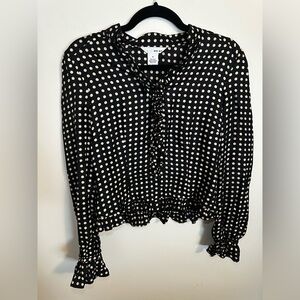 WD.NY - Women’s Polka Dot Silk Dress Shirt - Size 8